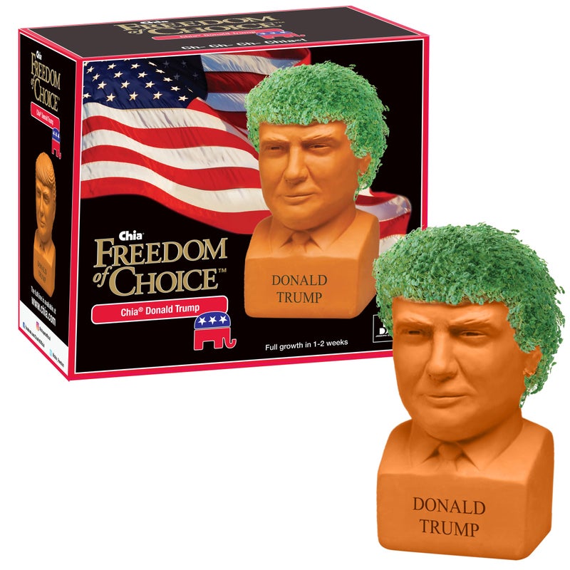 Chia Pet Donald Trump with Chia Seed Pack - Freedom of Choice - Decorative Presidential Pottery Planter, Easy to Do and Fun to Grow, Novelty Gift, Terra Cotta - Image 1